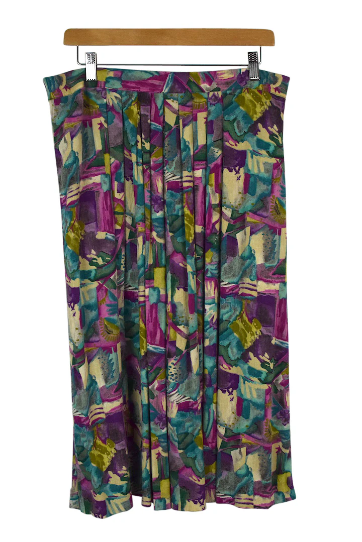 80s Antel Sports Brand Abstract Print Skirt