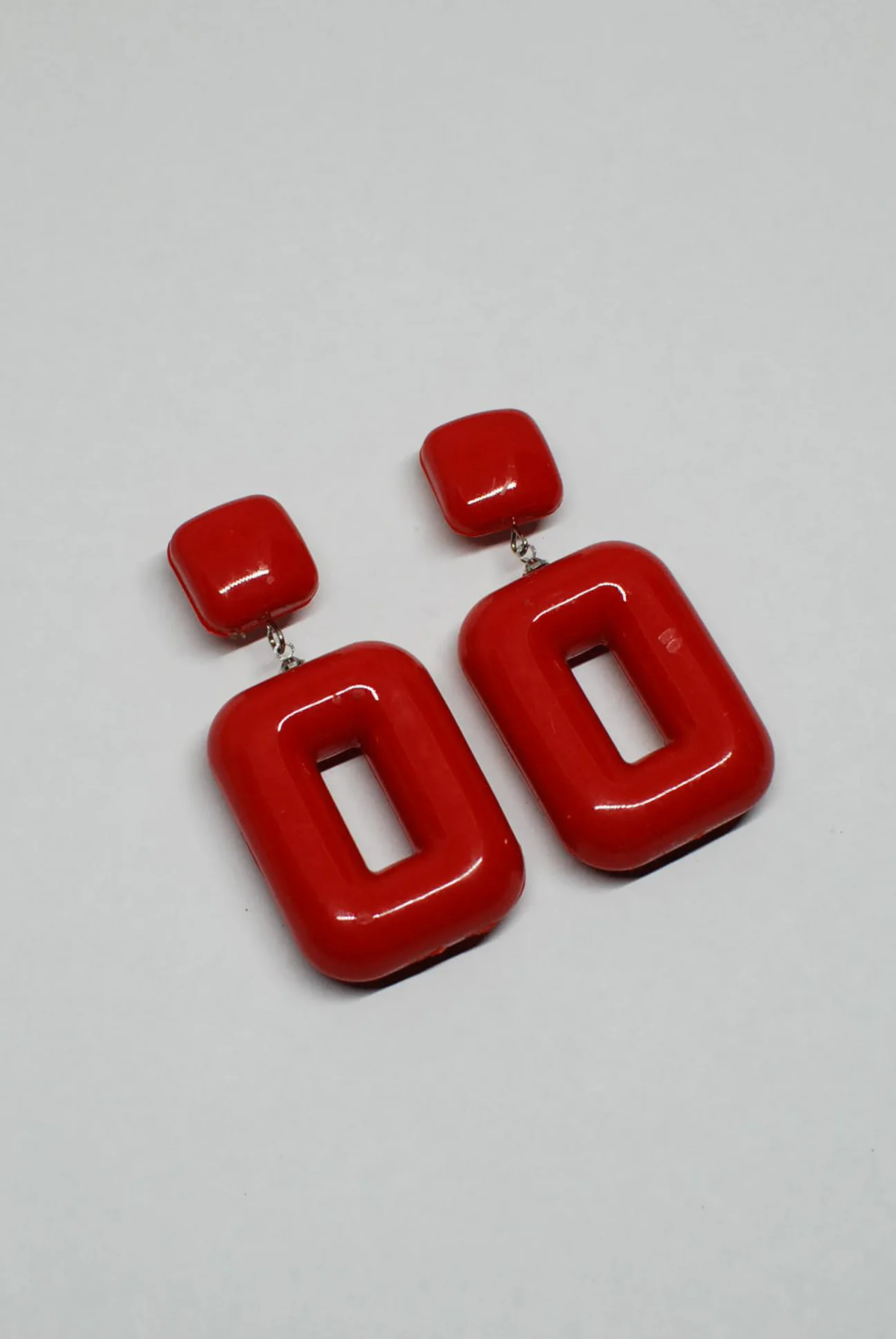 90's Chunky Rectangles Plastic Drop Earrings - Image 3