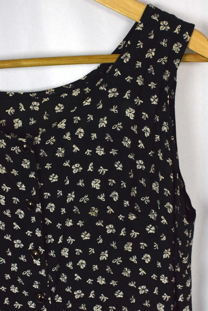 Reworked Black Floral Print Dress - Image 2