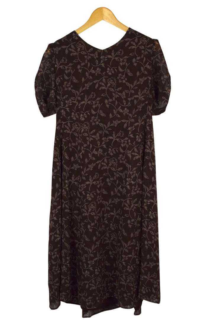 Brown Floral Print Dress