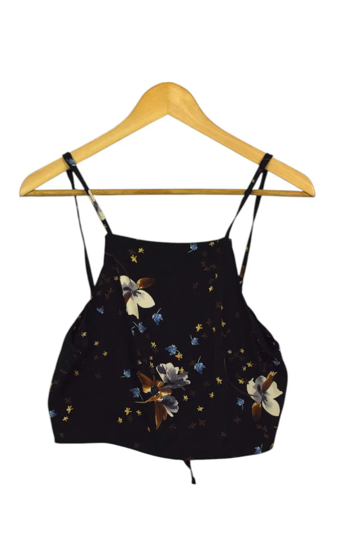 Reworked Floral Print Tie Up Top