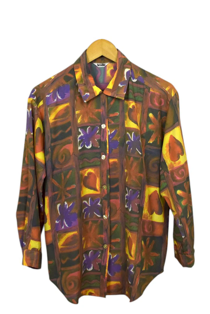 Abstract Floral Print Blouse