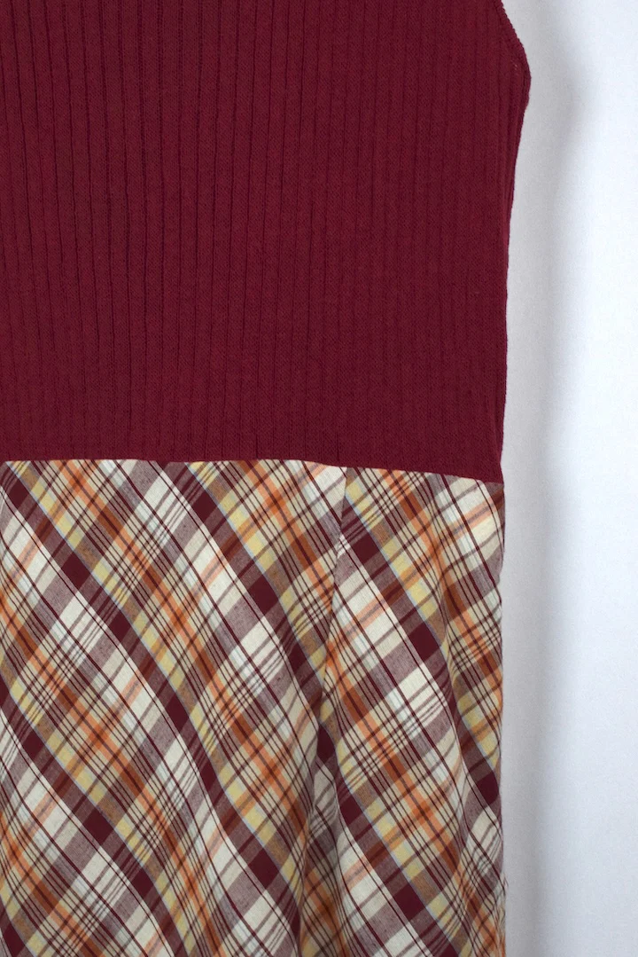 Red and Beige Checkered Dress - Image 2