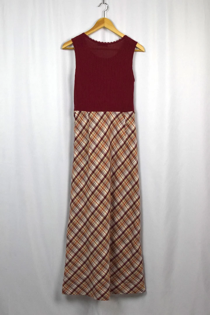 Red and Beige Checkered Dress - Image 3