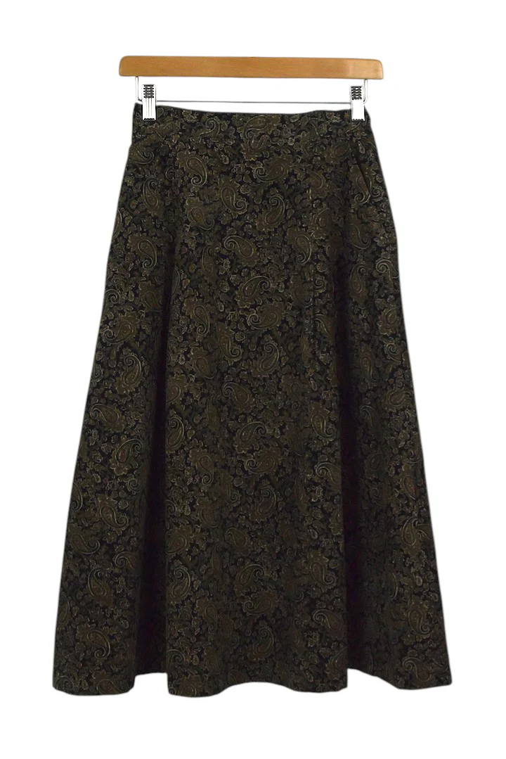 Paisley Print Corduroy Skirt