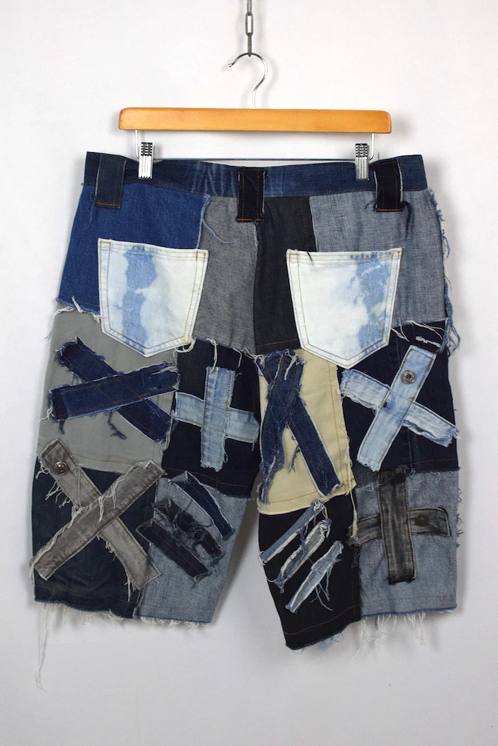 Reworked Denim Patchwork Shorts - Image 5