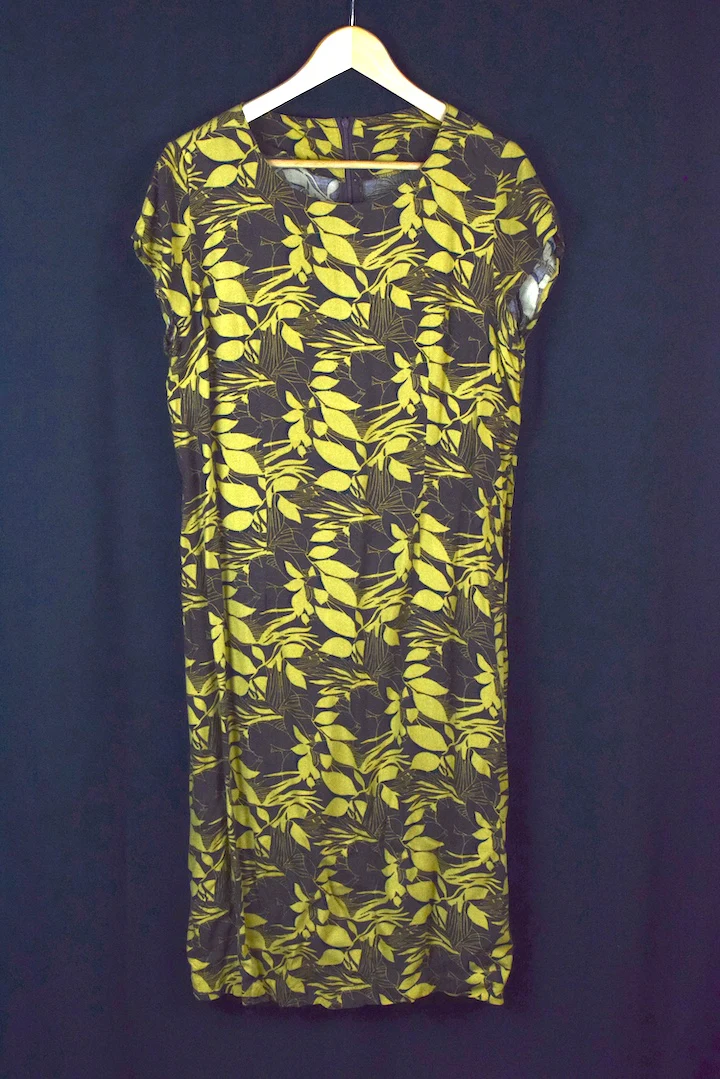 Reworked Abstract Leaf Print Dress