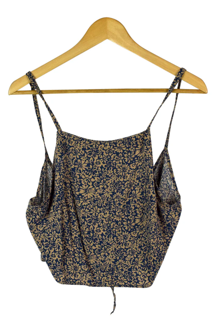Reworked Floral Print Tie Up Top
