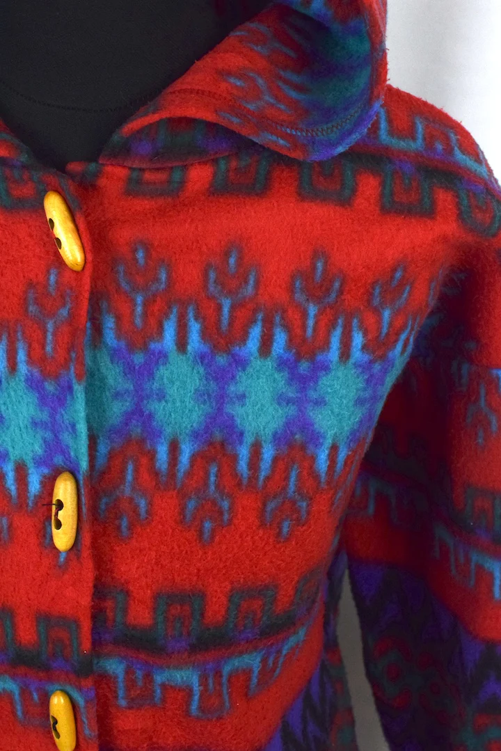 80s/90s Aztec Pattern Fleeced Jacket - Image 2