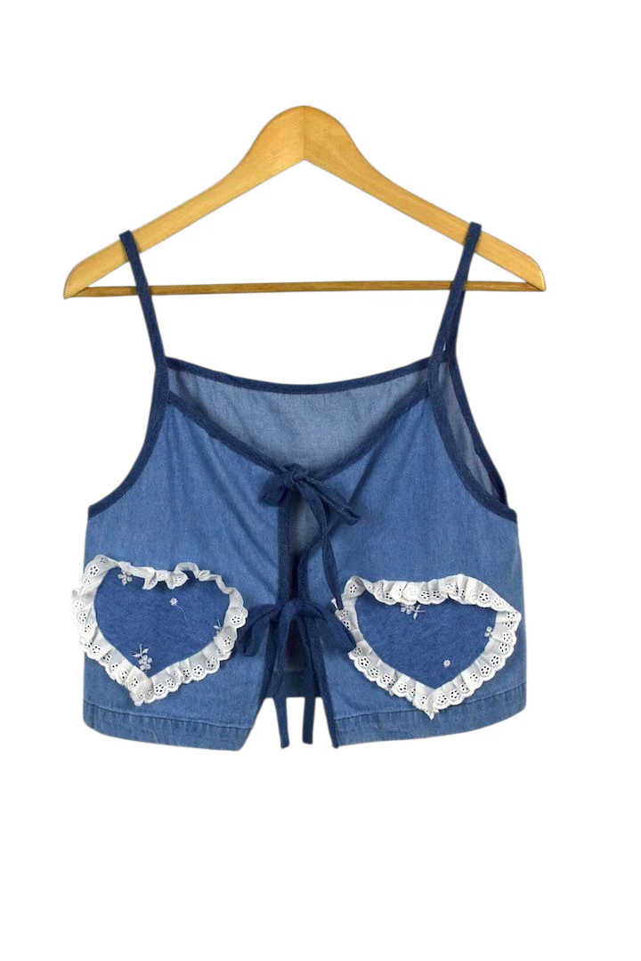 Reworked Denim Tie Up Top