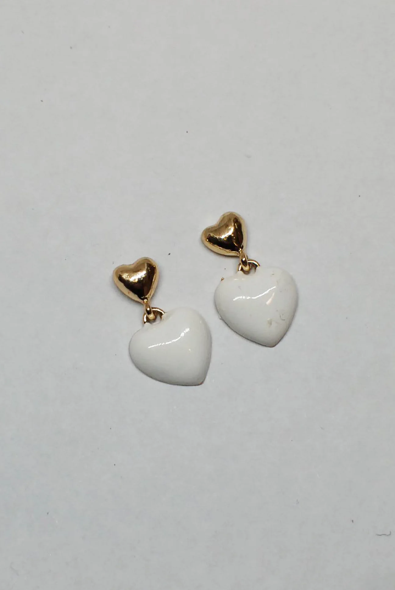 Heart Drop Earrings in Enamel and Gold - Image 3