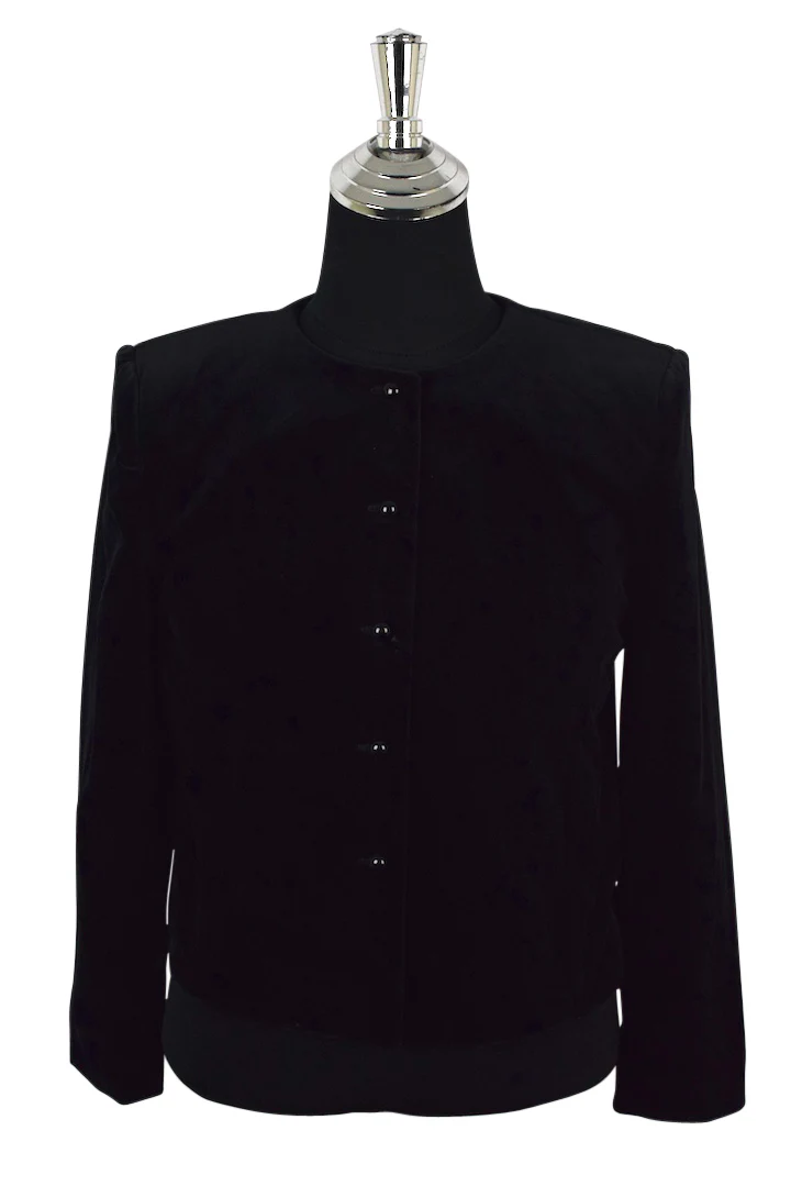 Ladies 90s Black Velour Jacket