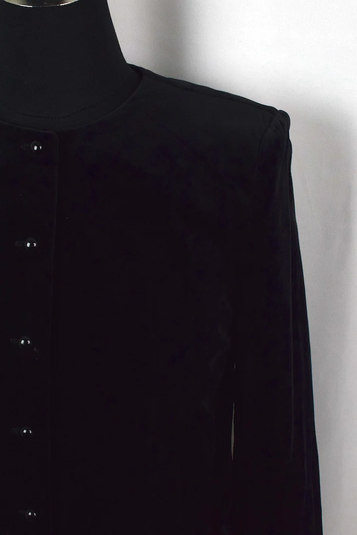Ladies 90s Black Velour Jacket - Image 2