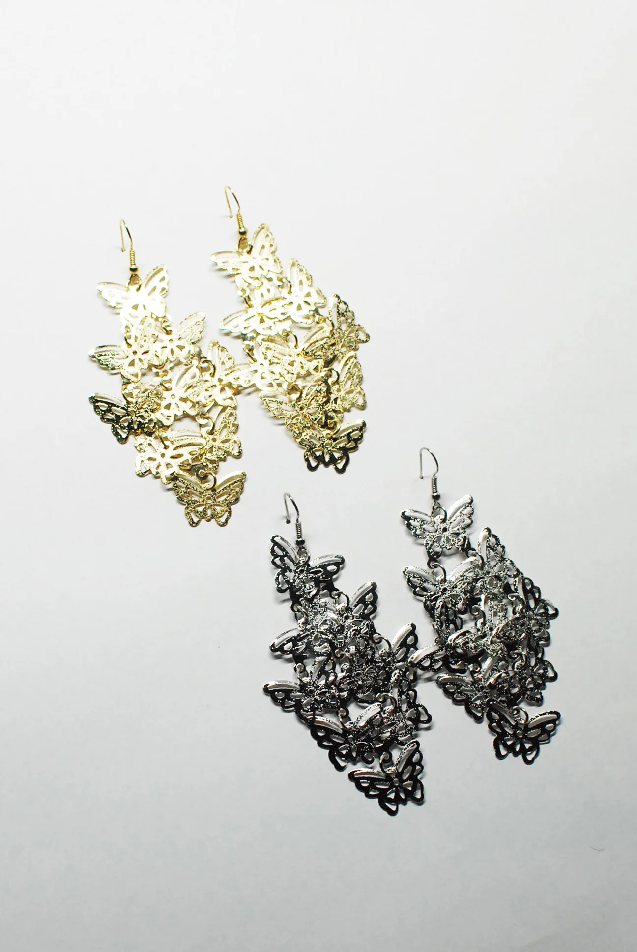 Lightweight Filigree Butterfly Chandelier Earrings