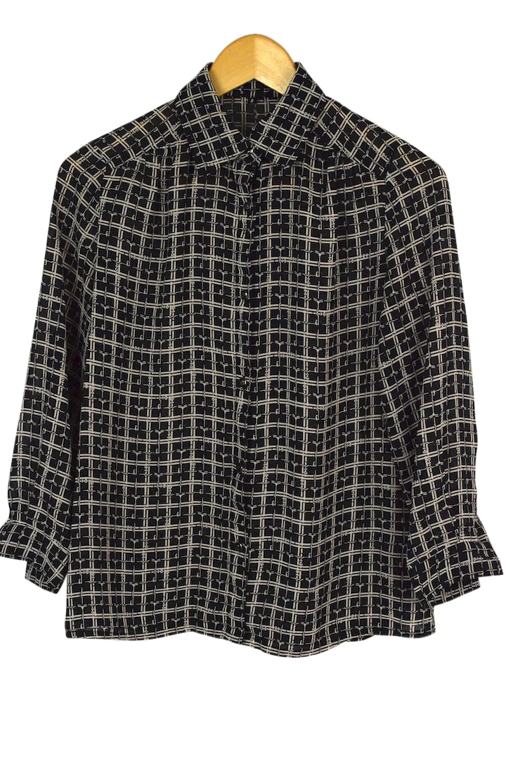 Reworked Checkered Print Blouse