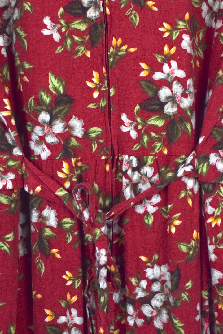 Red Floral Print Dress - Image 4