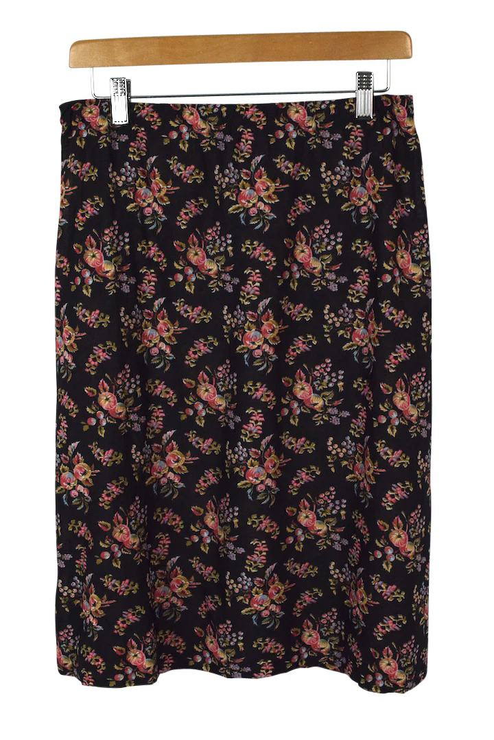 Black Sheer Floral Print Skirt