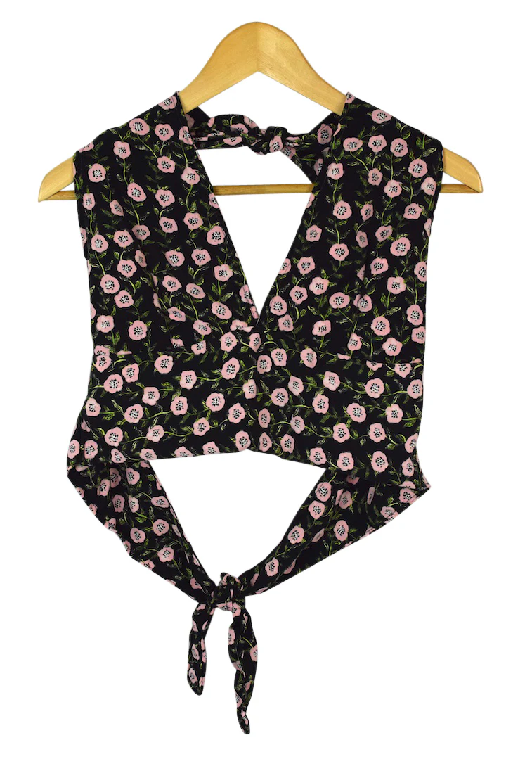 Reworked Floral Print Tie Up Top