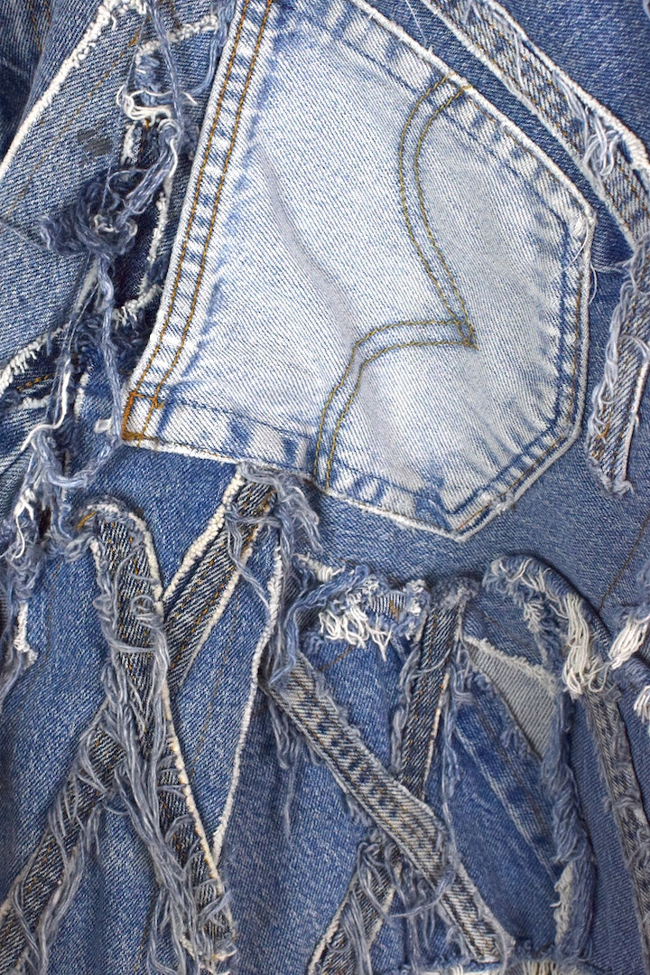 Reworked Denim Patchwork Shorts - Image 4