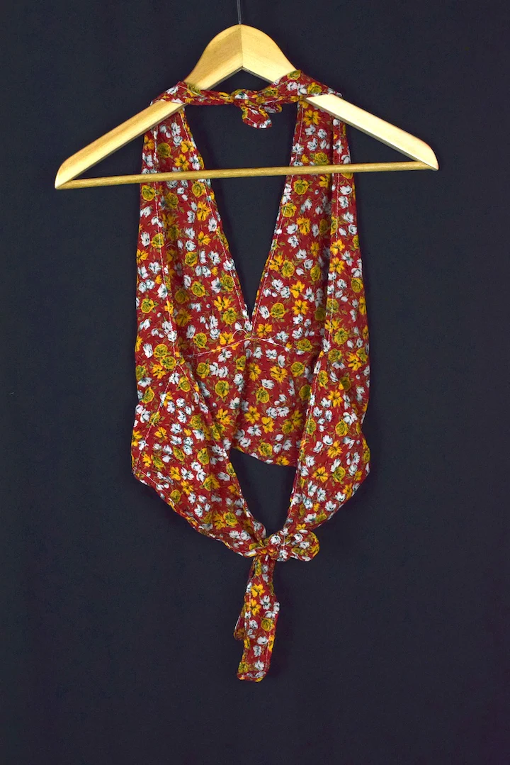 Reworked Floral Print Tie Up Top - Image 4