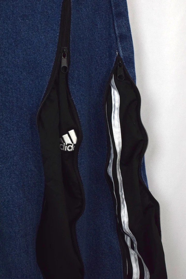 Reworked Adidas Brand Zip Up Track Jeans - Image 2