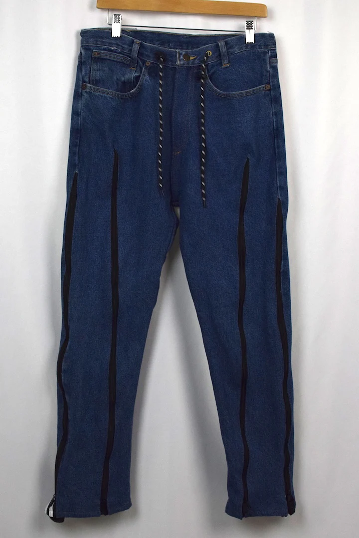 Reworked Adidas Brand Zip Up Track Jeans - Image 4