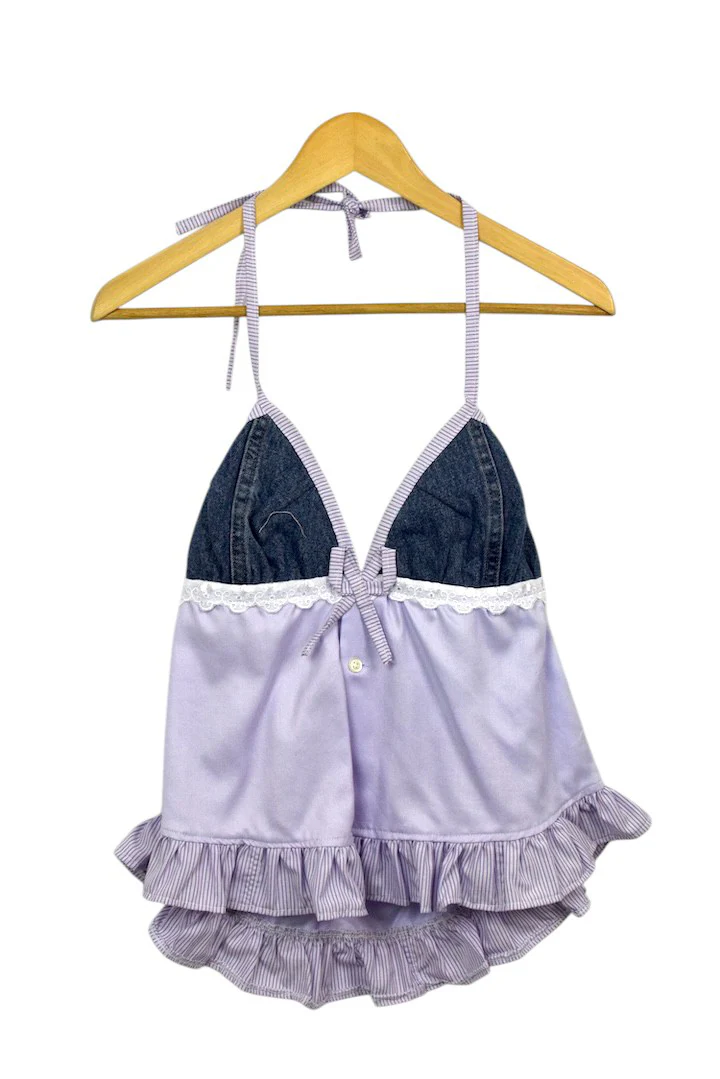 Reworked Lavender Tie Up Top