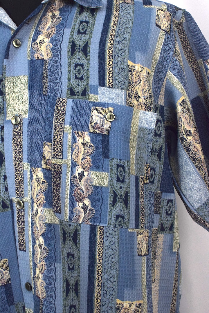 Blue Abstract Print Shirt - Image 2
