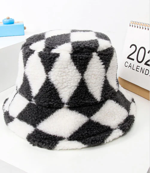 NEW Checkered Teddy Bucket Hat(4 Colours) - Image 4