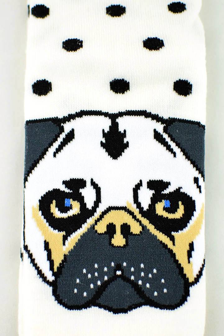 NEW White and Black Polkadot Pug socks - Image 2