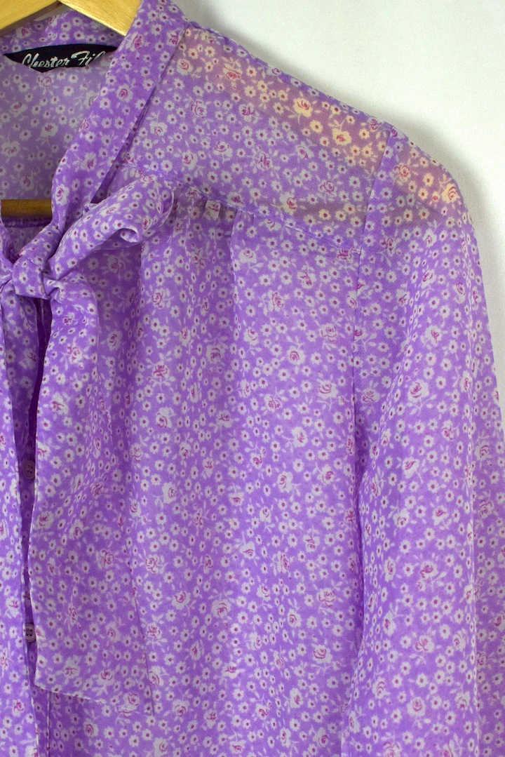 Purple Floral Print Blouse - Image 2