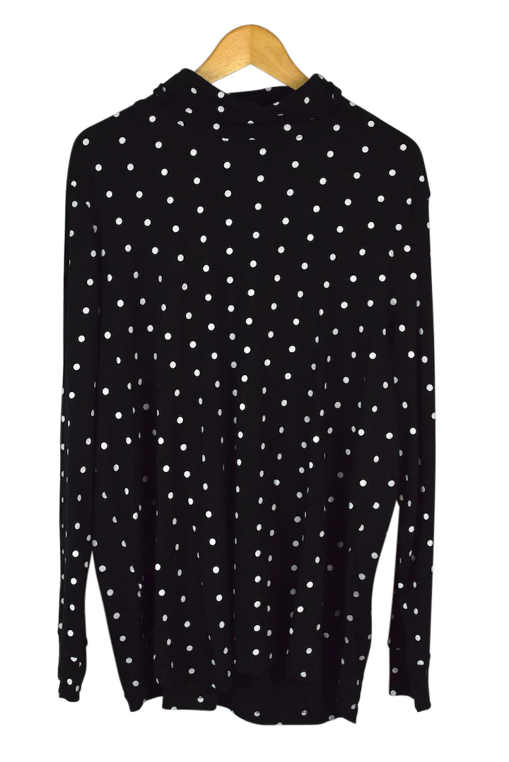 White Polka Dot Print Top