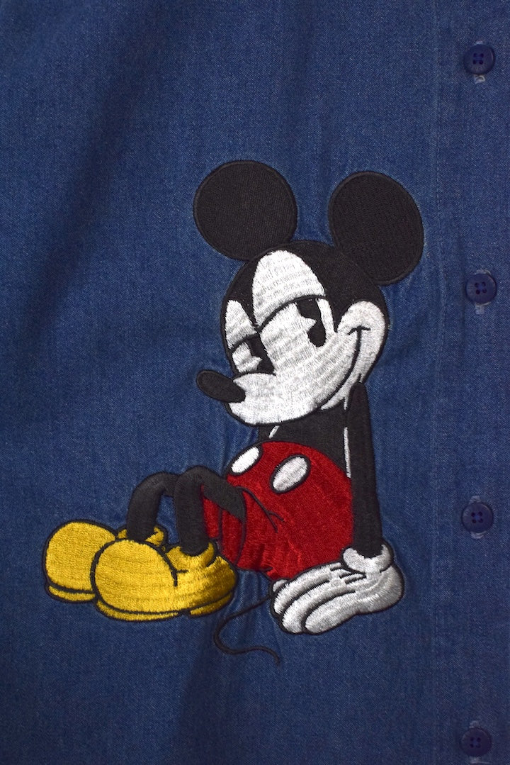 90s Mickey, Minnie Mouse Denim Top - Image 3