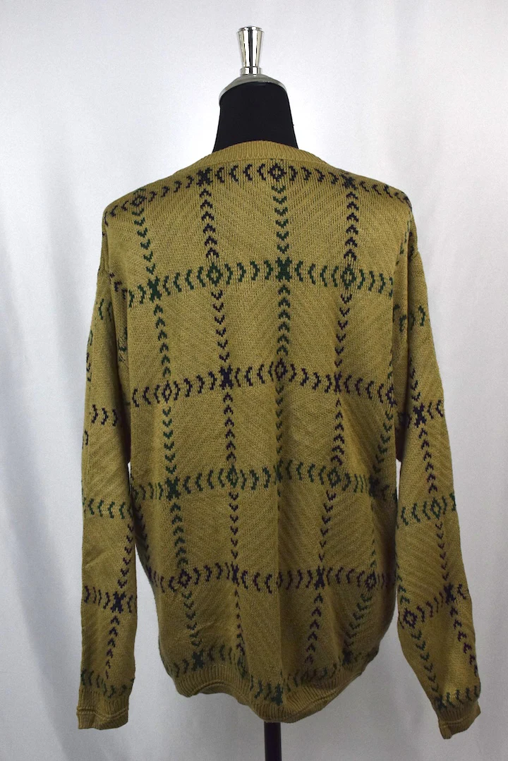 Checkered Arrow Pattern Knitted Jumper - Image 3