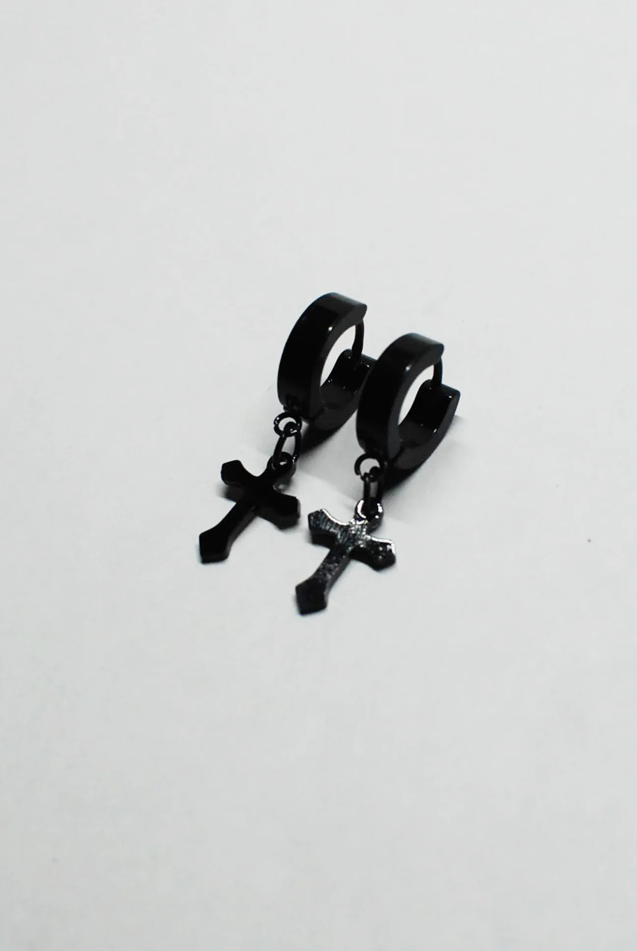 Punk Rock Stainless Steel Hoops with Cross - Image 2