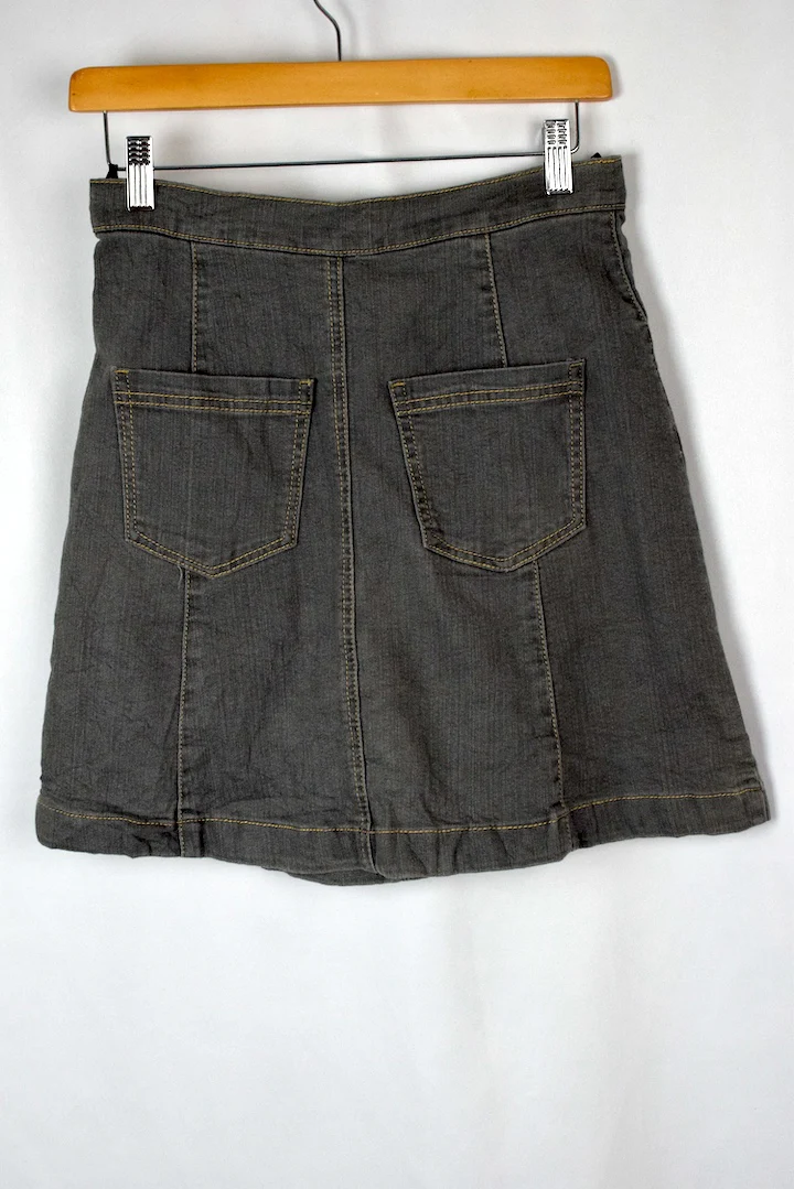 Grey Denim Mini Skirt - Image 3