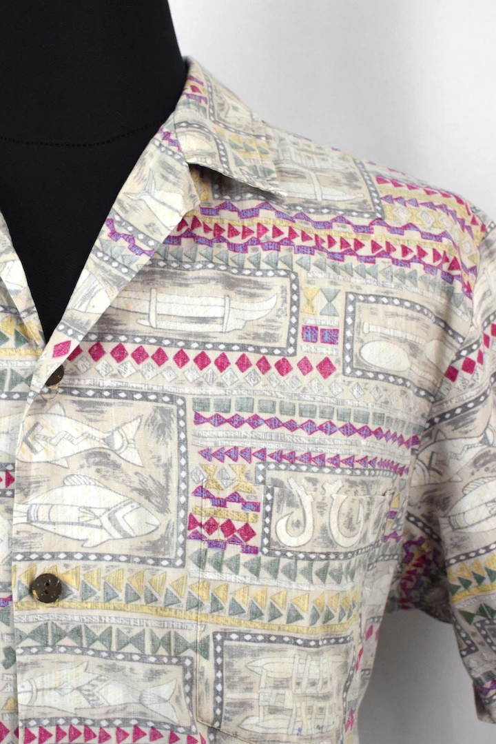 80s/90s Abstract Fishing Print Shirt - Image 2