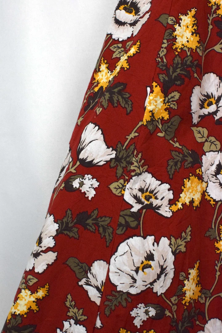 Red Floral Print Skirt - Image 2
