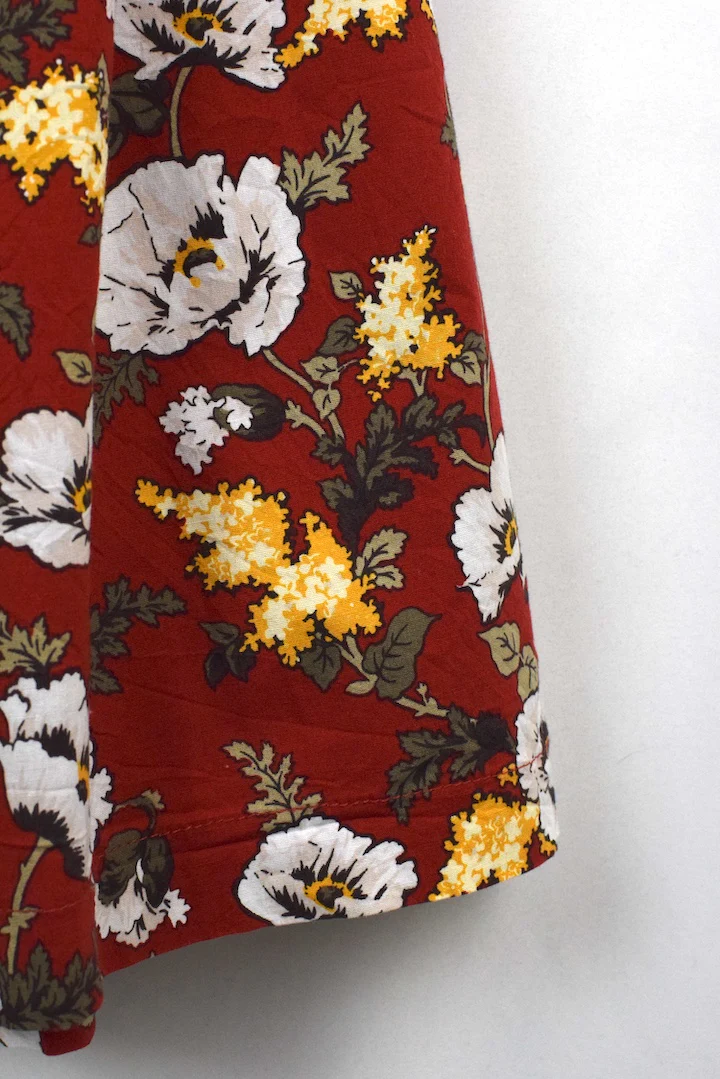 Red Floral Print Skirt - Image 4