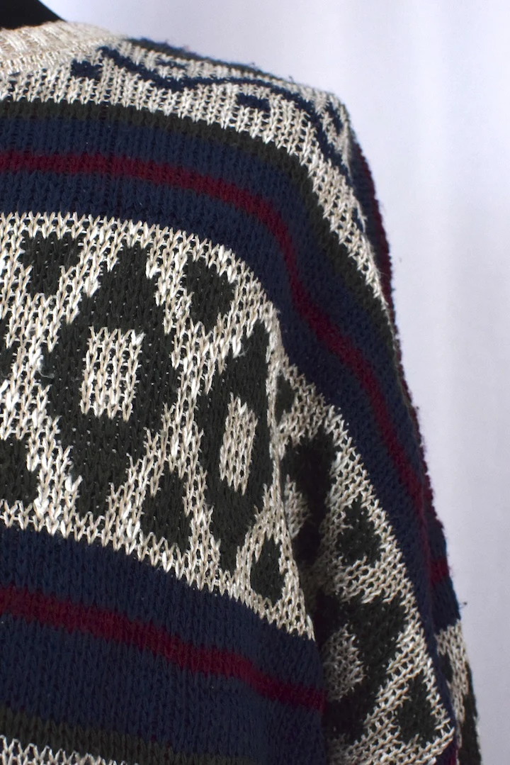 80s/90s Abstract Stripe Pattern Knitted Jumper - Image 3