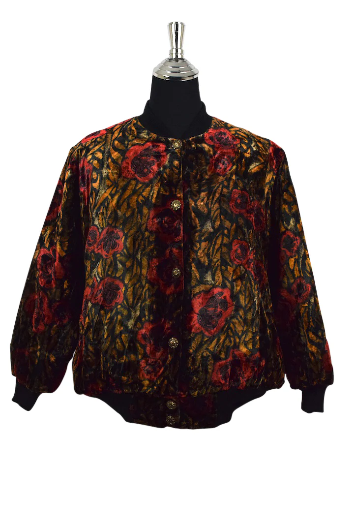 Rose Print Velvet Jacket