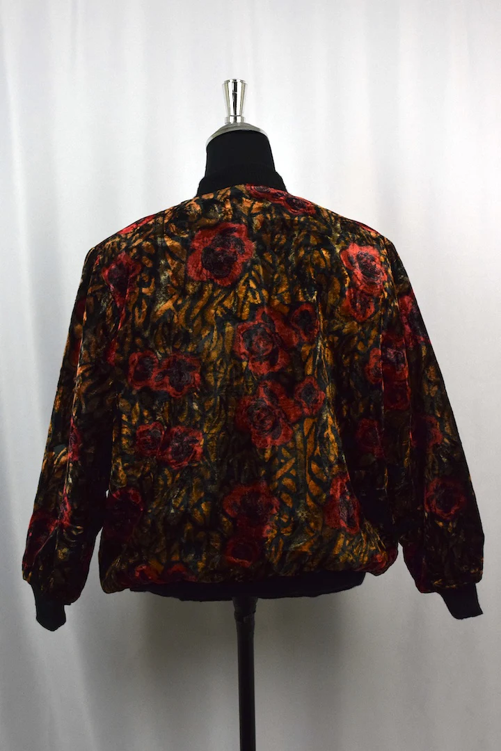 Rose Print Velvet Jacket - Image 3