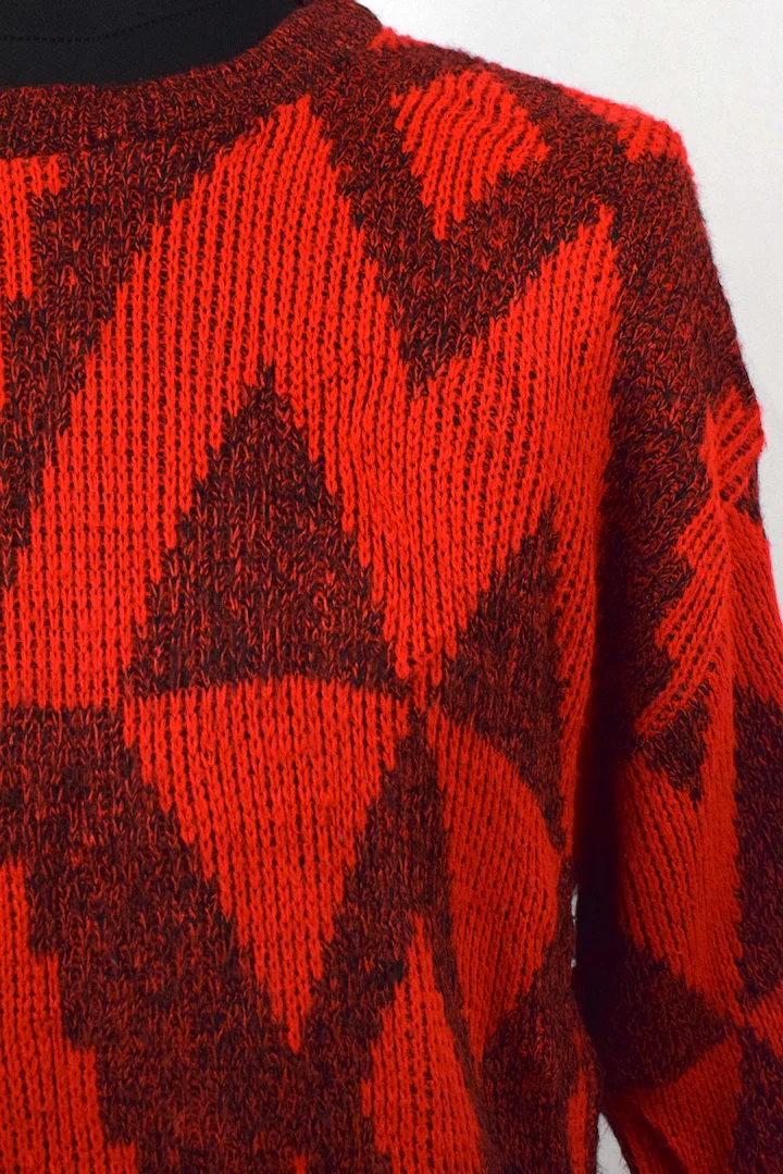 80s/90s Red Abstract Knitted Jumper - Image 2