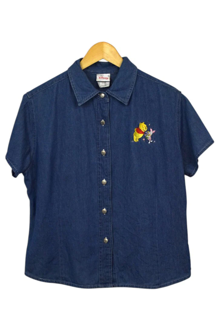 90s Winnie The Pooh Denim Blouse