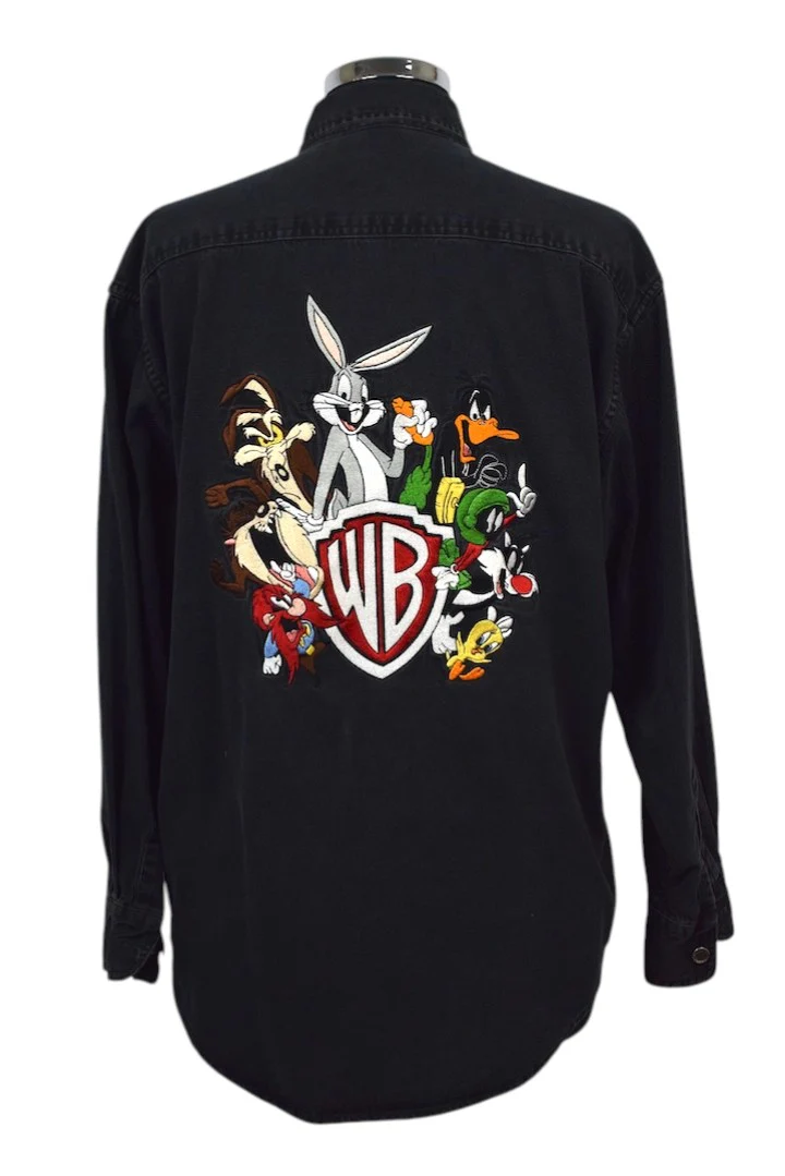 90s Looney Tunes Brand Denim Shirt - Image 4