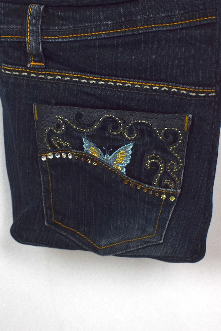Reworked Bejewelled Denim Sling Bag - Image 2