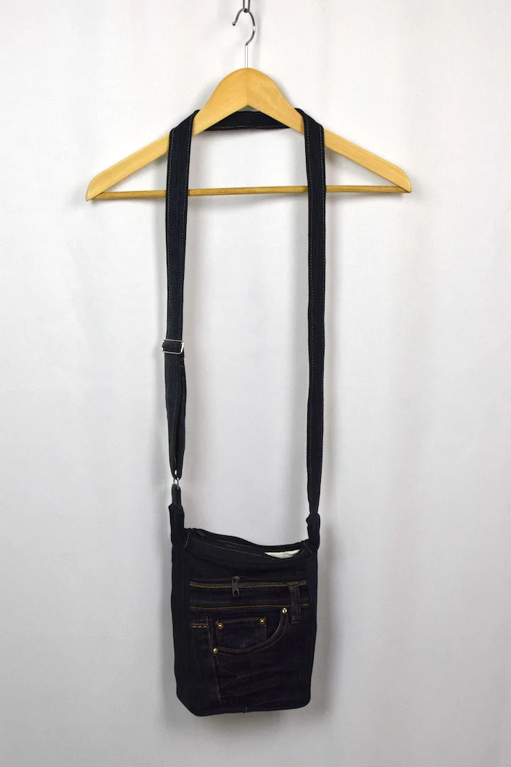 Reworked Bejewelled Denim Sling Bag - Image 3