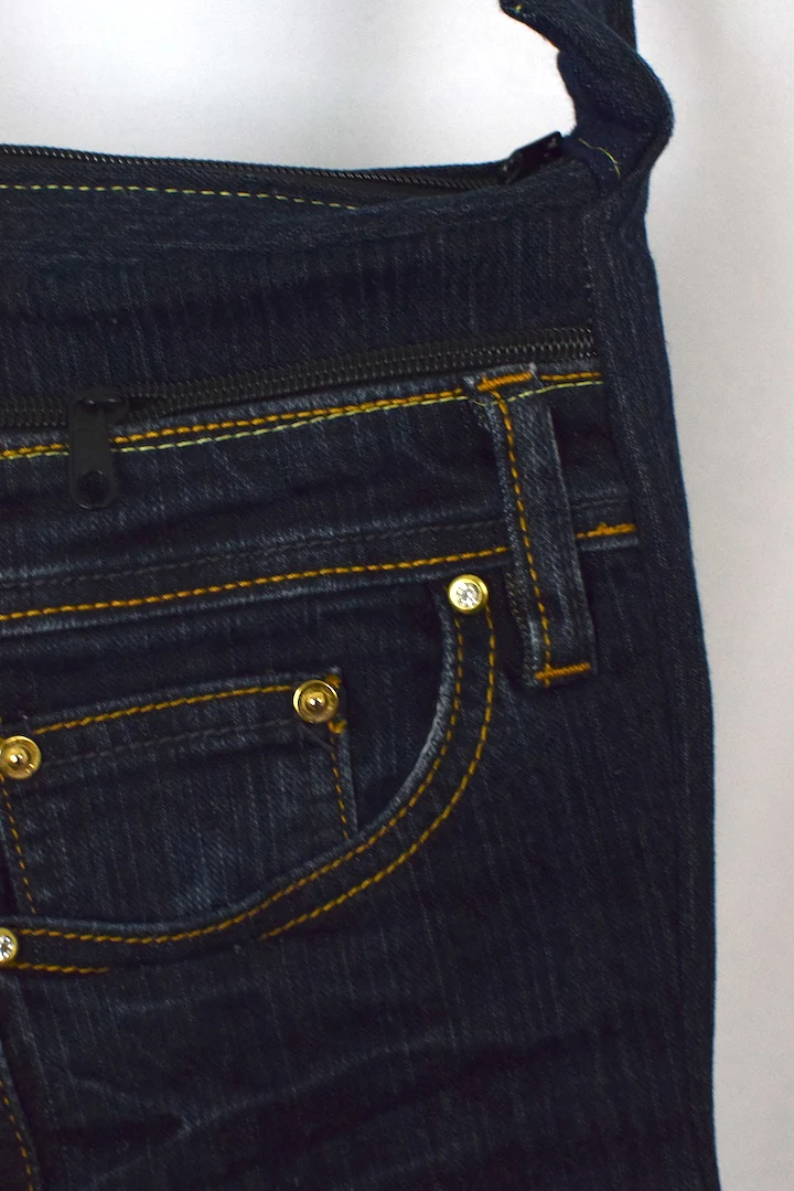 Reworked Bejewelled Denim Sling Bag - Image 5
