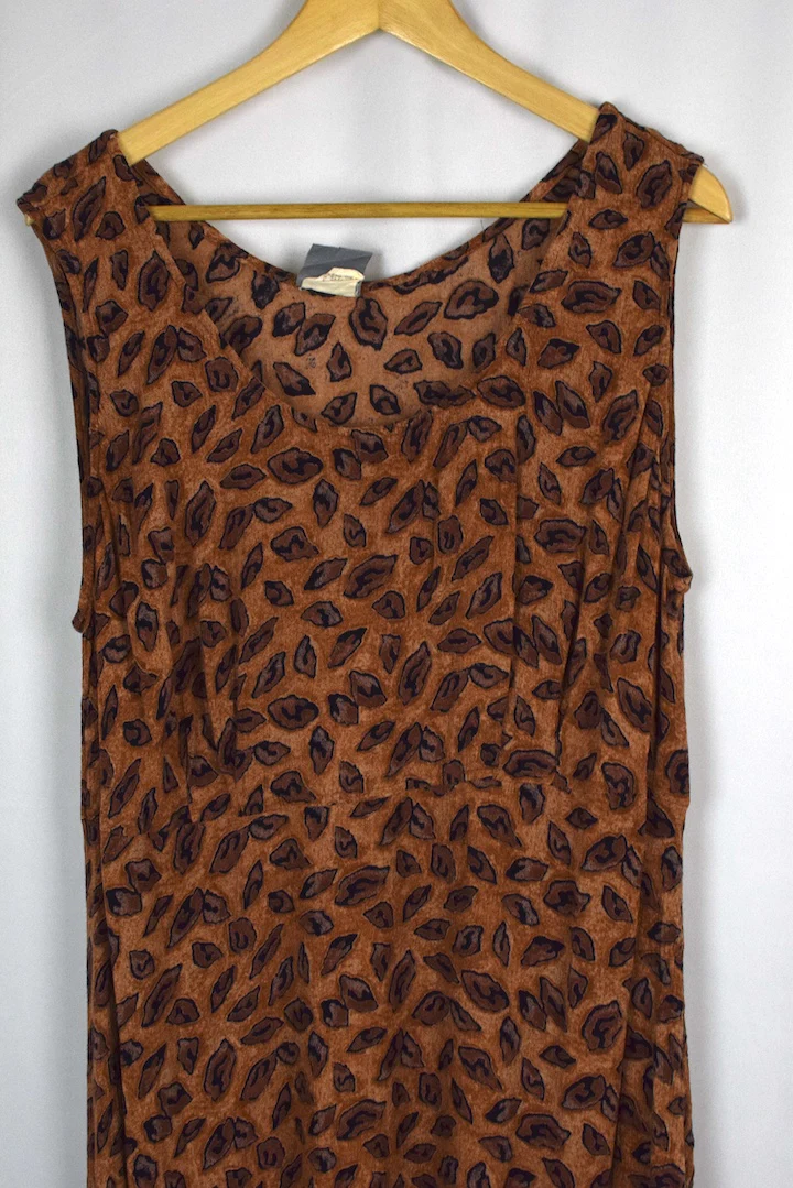 90s Abstract Print Dress - Image 4