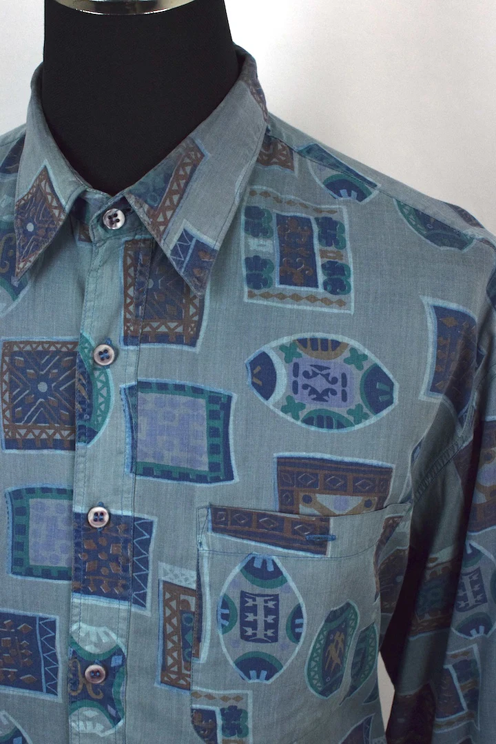 Blue Abstract Print Shirt - Image 2